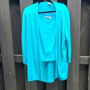 Chico's aqua shell & cardigan  set